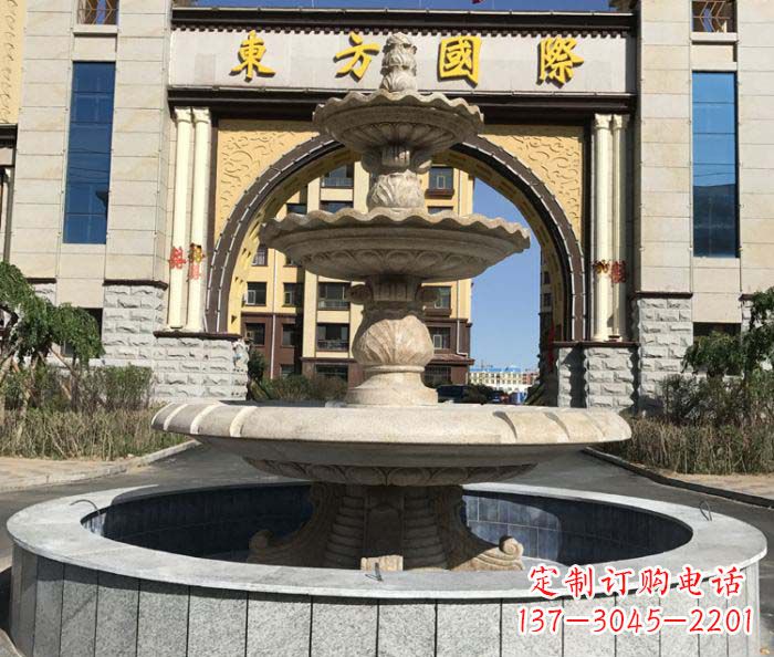大同三层欧式喷泉石雕,为小区增添质感