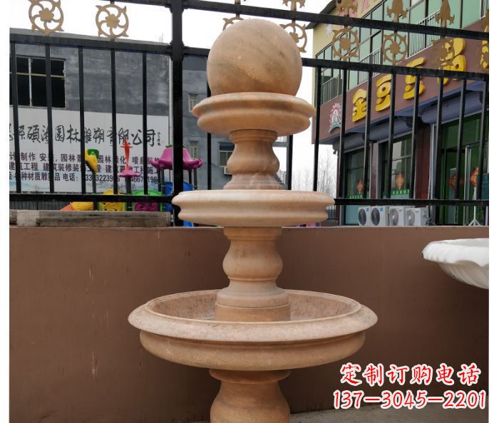大同风水球石雕,晚霞红别墅装饰精品
