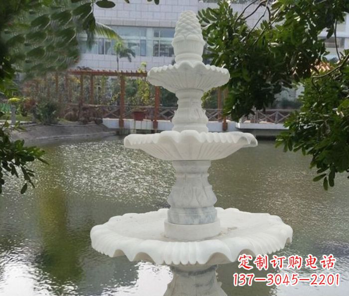 大同精致美观的三层喷泉汉白玉公园石雕