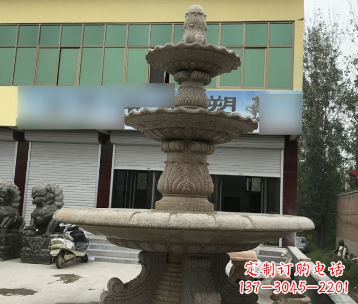 大同三层砂岩喷泉欧式石雕,定制专属你的雕塑