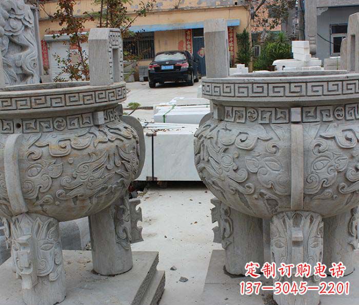 大同仿古足香炉石雕,带来温馨家居气息