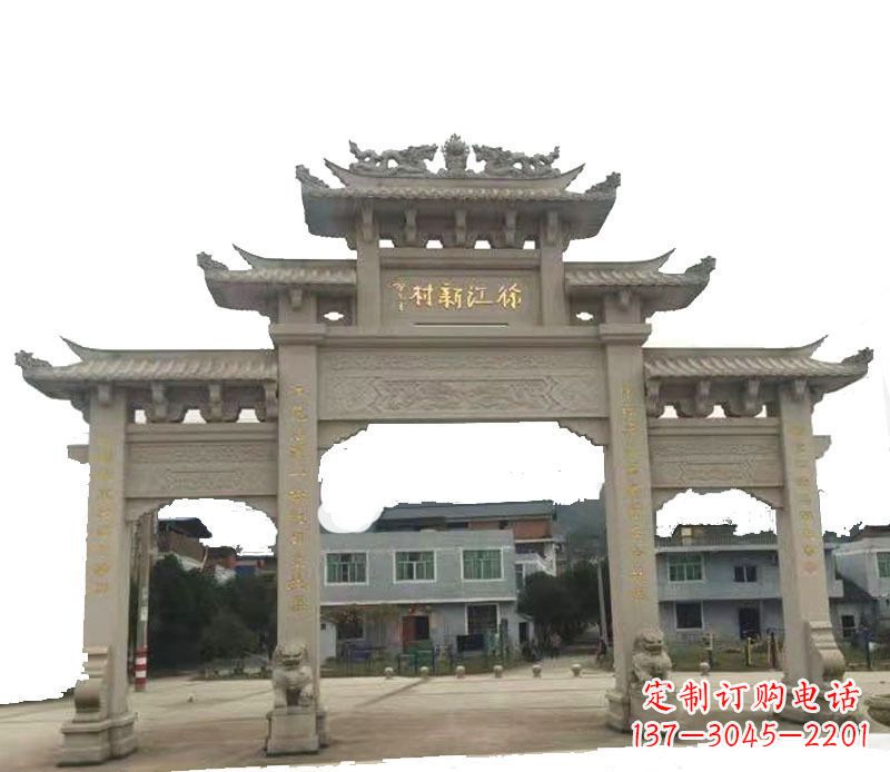 大同三门牌坊仿古石雕,雕刻精美传承传统