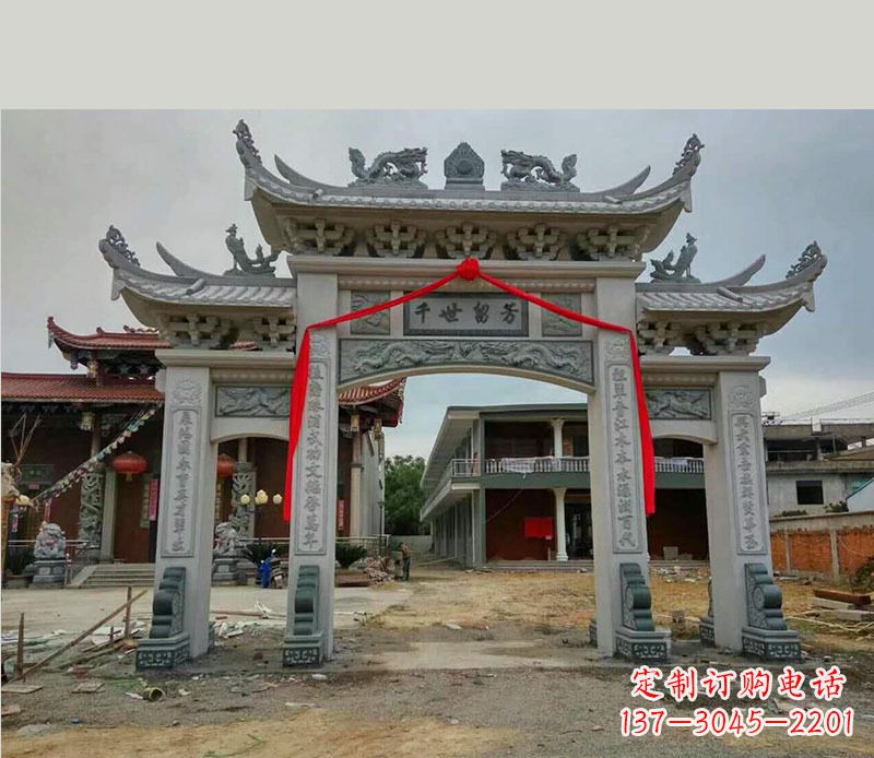 大同以传统工艺为源的独特牌坊石雕