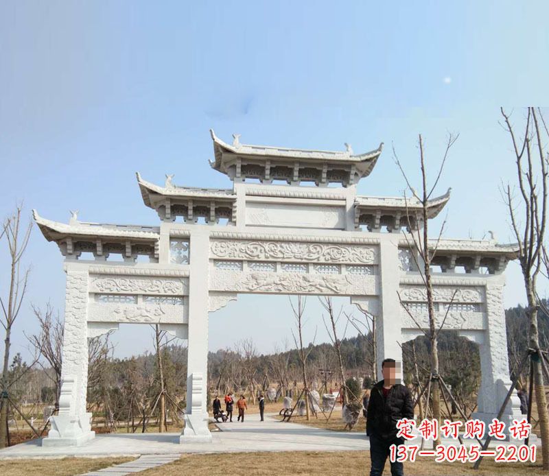 大同三门五楼汉白玉牌坊石雕