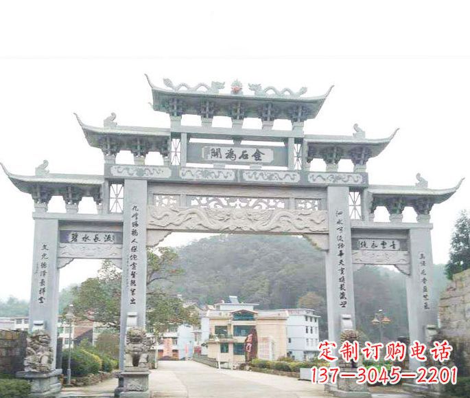 大同三门五楼石牌坊石雕——精美精致的多层次雕刻