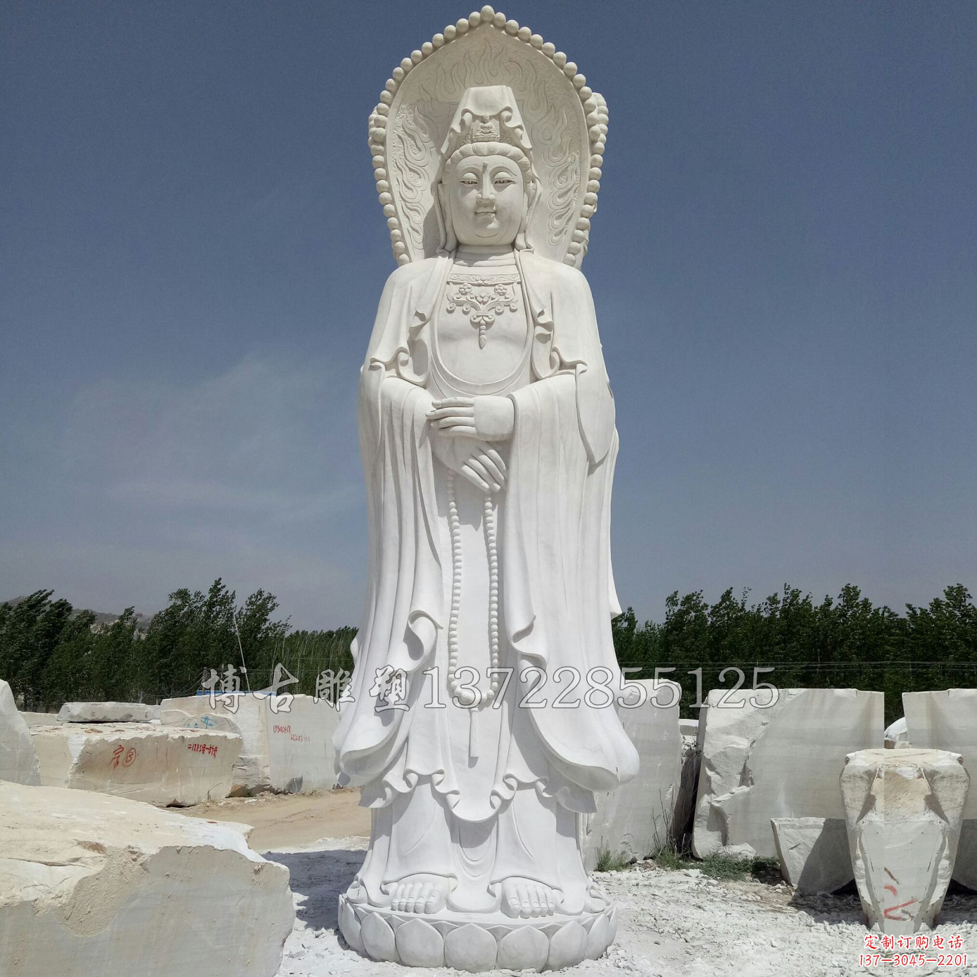大同观赏性质的三面观音石雕塑