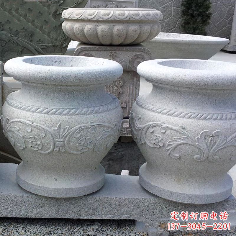 大同砂岩花盆石雕,搭配室内装饰空间