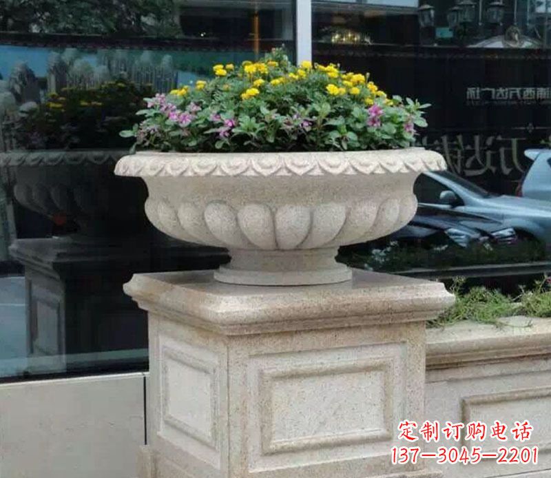 大同精美大理石花盆雕塑