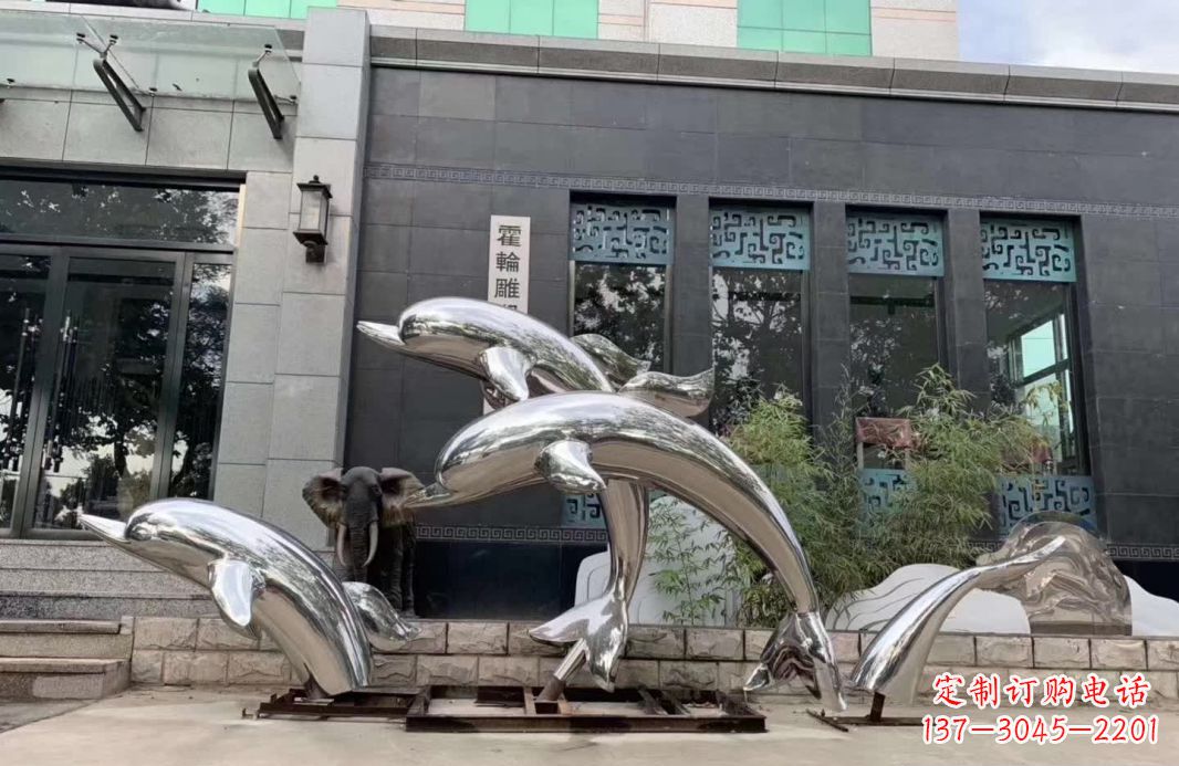 大同高端定制不锈钢海豚雕塑