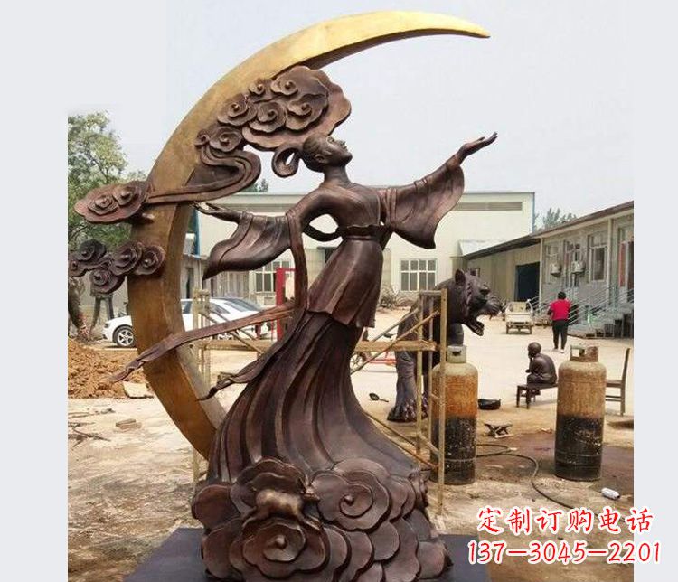 大同中领雕塑:精美嫦娥月亮铜雕