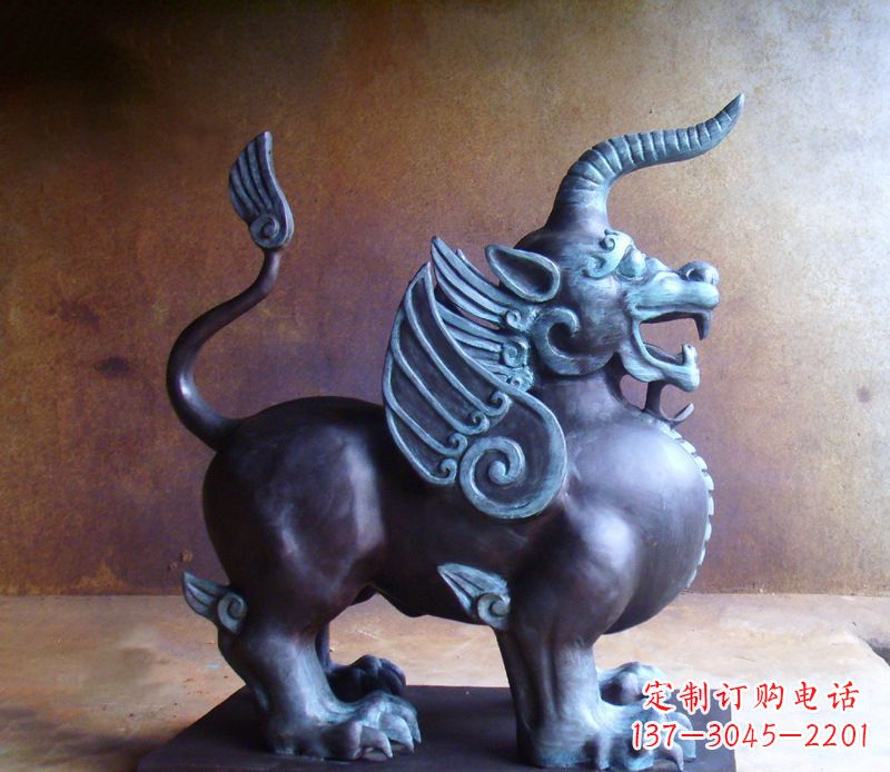 大同传承中国神兽文化的独角兽铜雕塑
