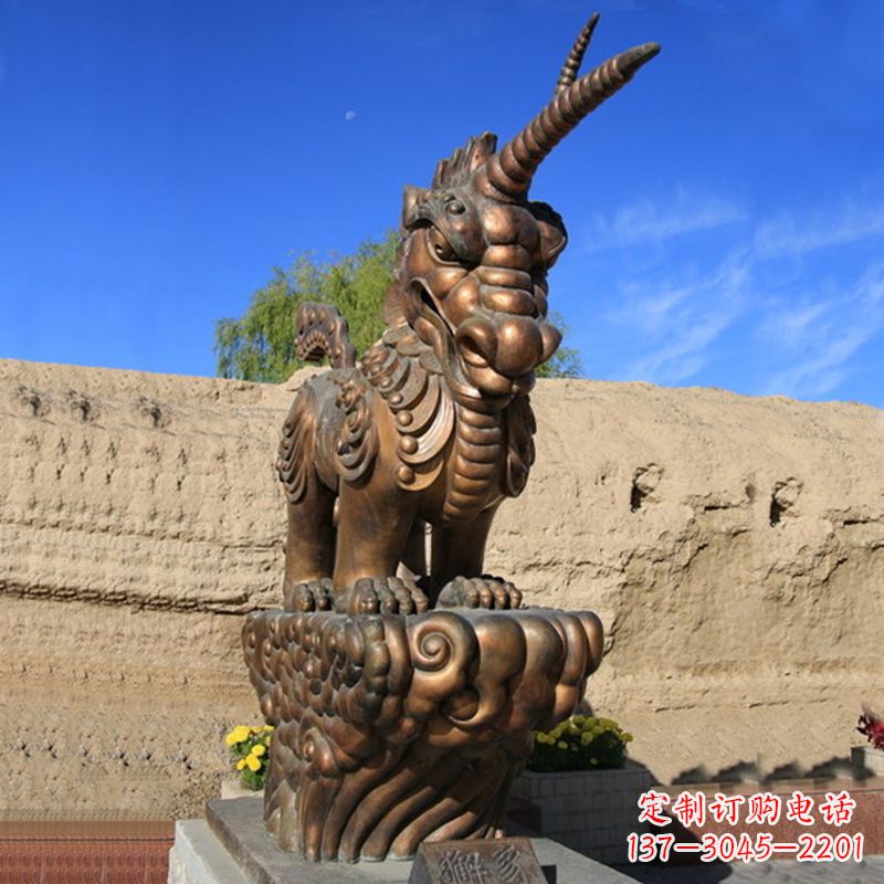 大同神兽獬豸古铜雕塑摆件