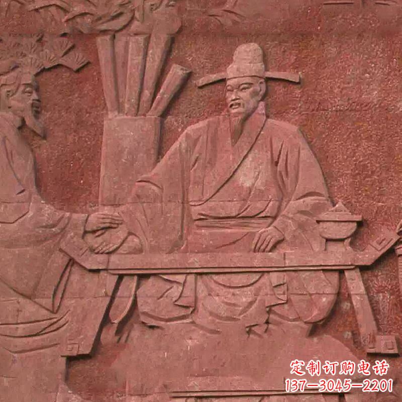 大同沈括砂岩浮雕,重现学校历史名人壁画