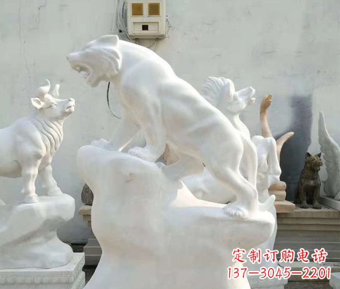 大同中领雕塑:汉白玉老虎雕塑