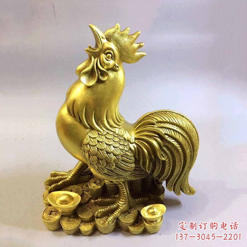大同风雅纯铜抓钱鸡雕塑