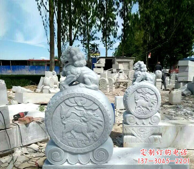 大同狮子抱鼓石招财门墩石雕,铸就心愿