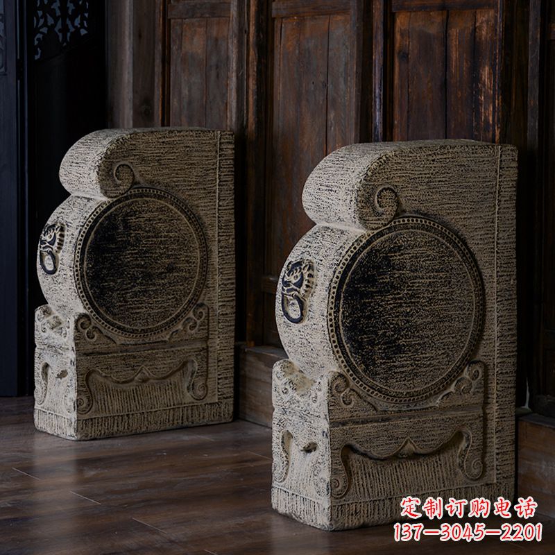 大同风格独特的室外门墩雕塑