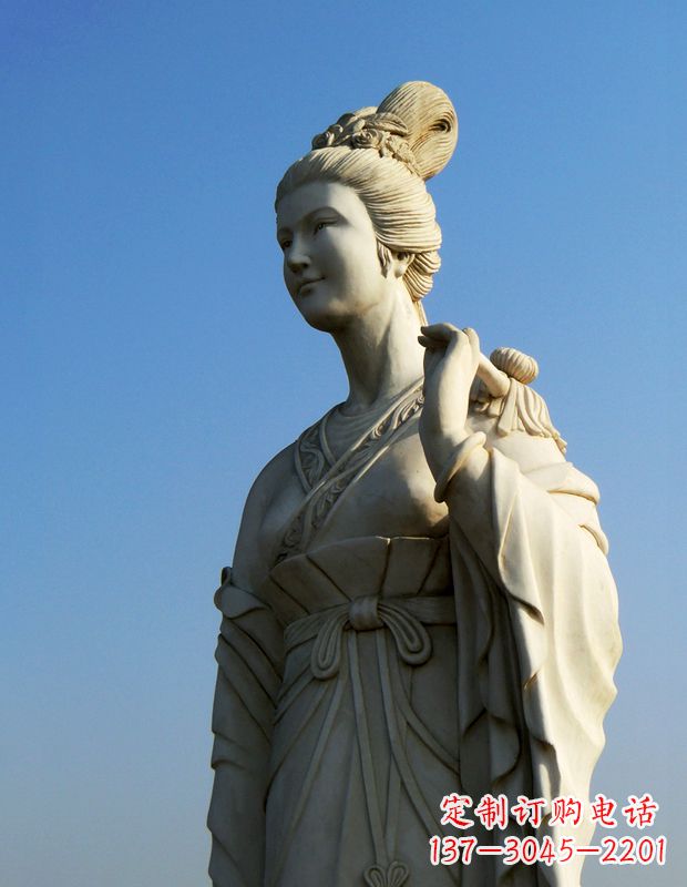 大同十二花神九月菊花庞苏汉白玉美女雕像