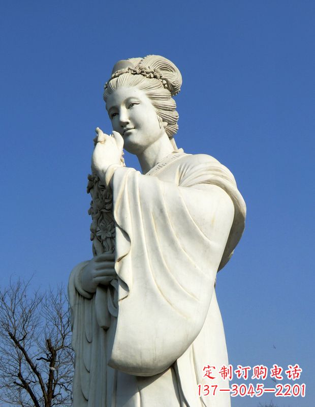 大同十二花神之三月桃花息夫人汉白玉精美美女雕像