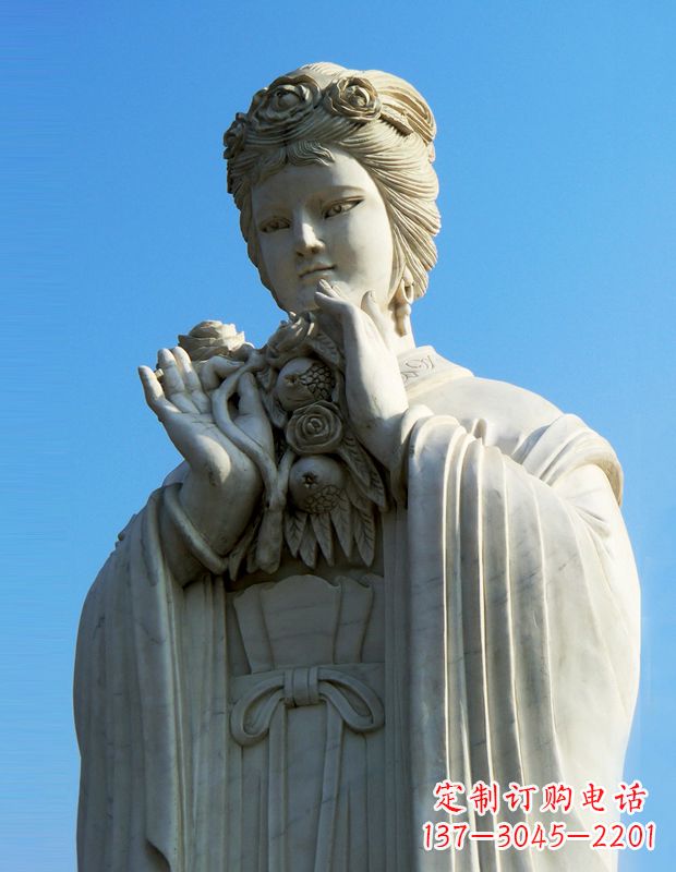 大同石榴之美——十二花神之五月石榴李氏汉白玉古代美女雕像