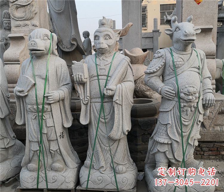 大同十二生肖兽身动物石雕