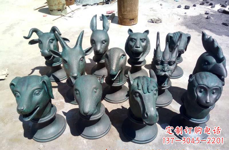大同精美十二生肖铜头像雕塑
