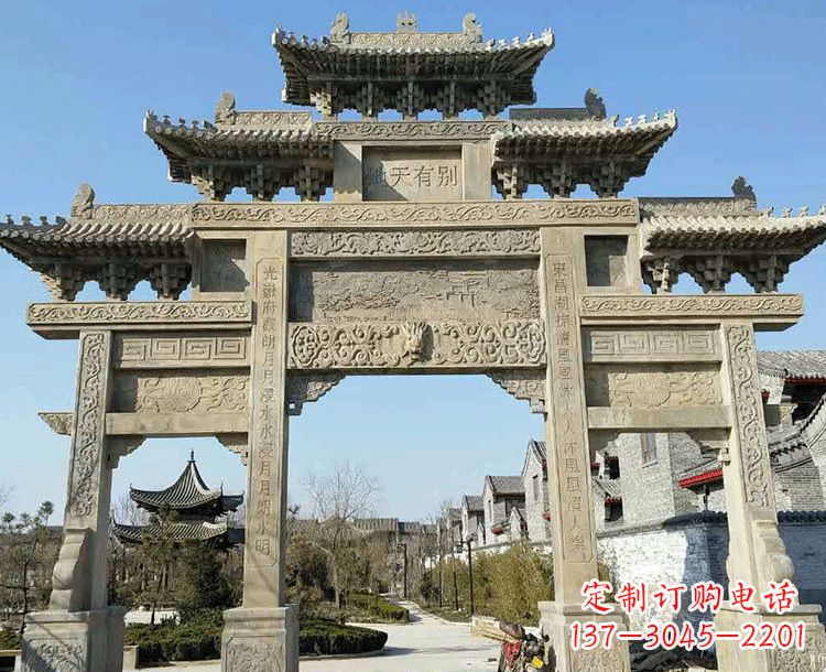 大同中领雕塑-把双主楼石雕楼牌坊定制出精美之美