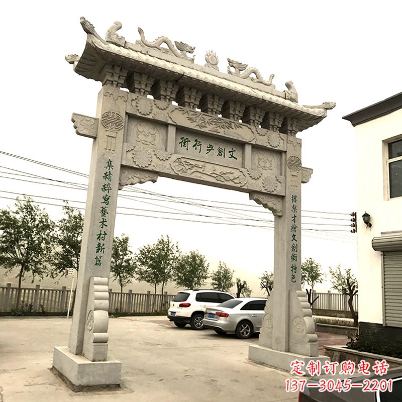 大同欣赏古老石材牌坊雕塑