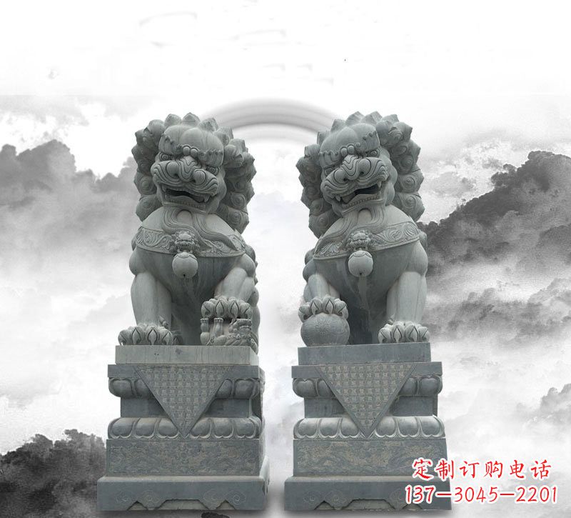 大同石雕大理石狮子雕塑——定制精品雕塑