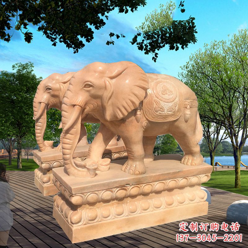 大同多色大象塑像,艺术雕刻体现彩色生活
