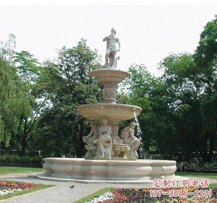大同石雕跌水喷泉塑型,给园林增添美感
