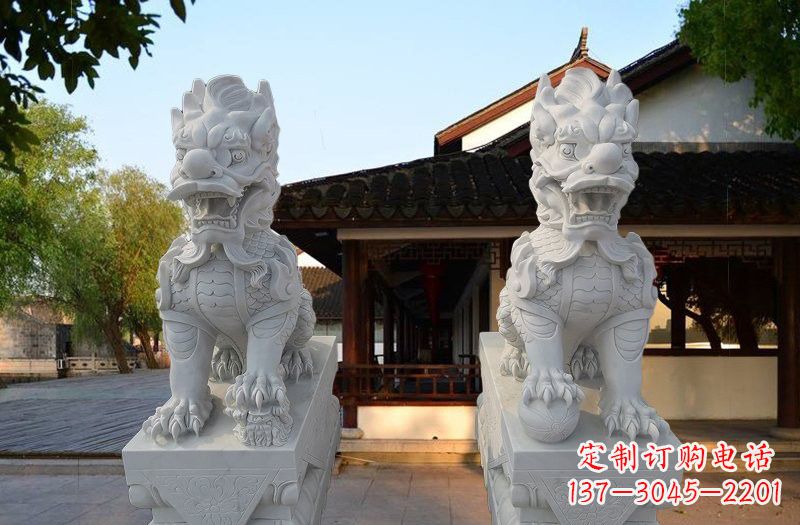 大同精美汉白玉麒麟雕塑