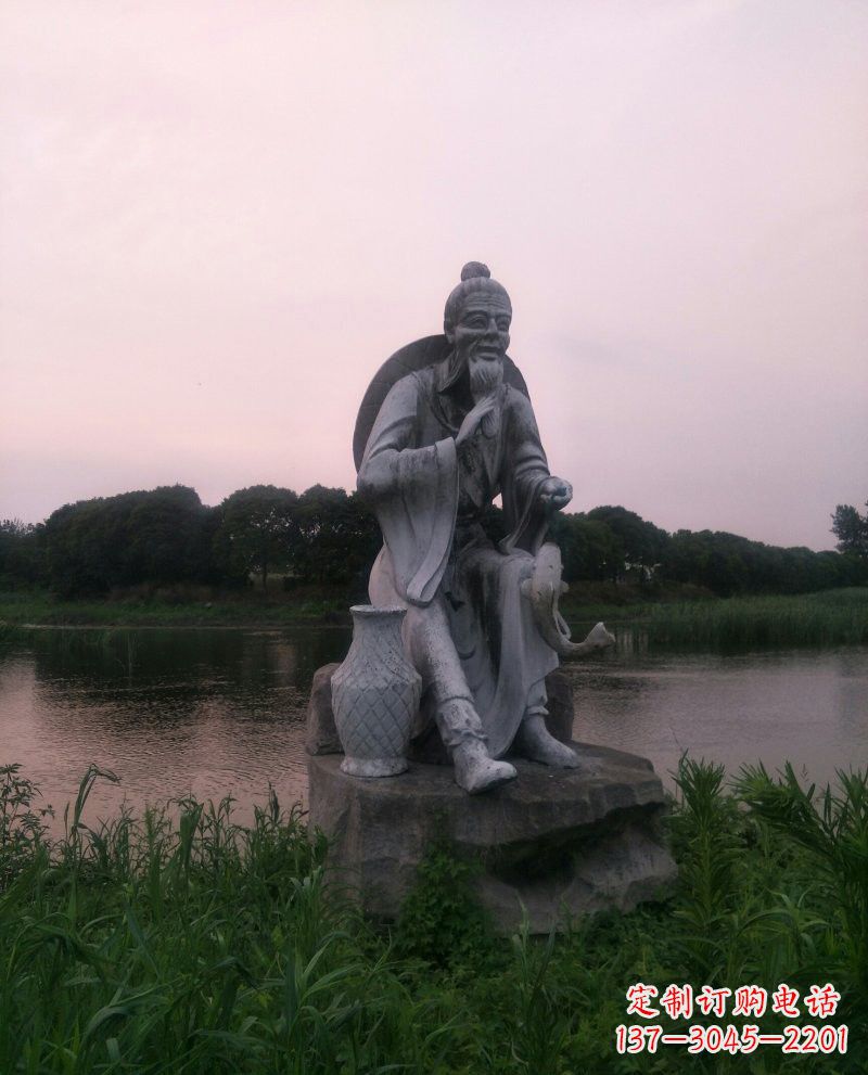大同美观大气的姜太公石雕鱼钓雕塑