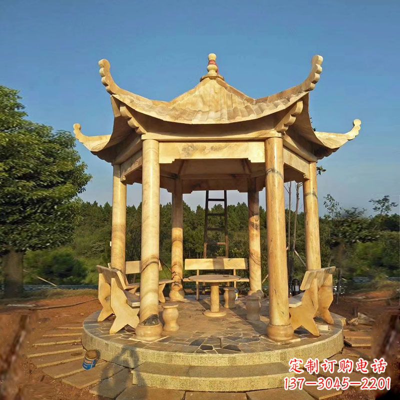 大同石雕凉亭六角