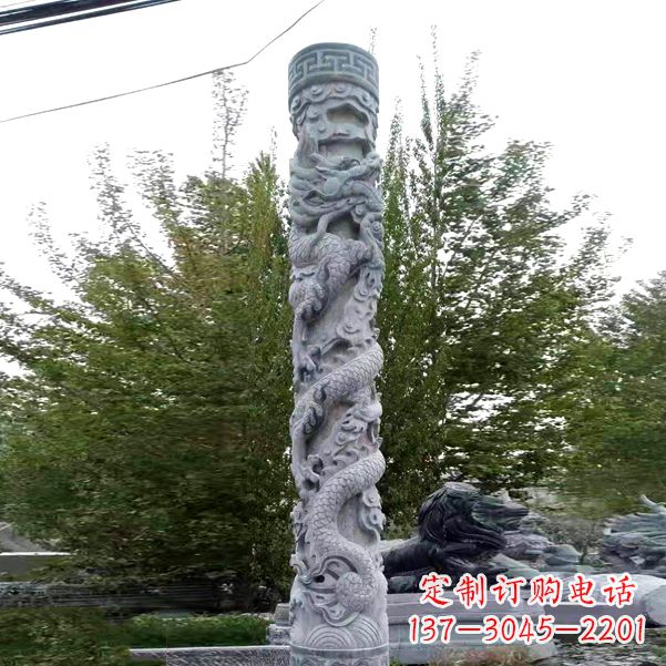 大同华贵典雅的石雕盘龙柱雕塑