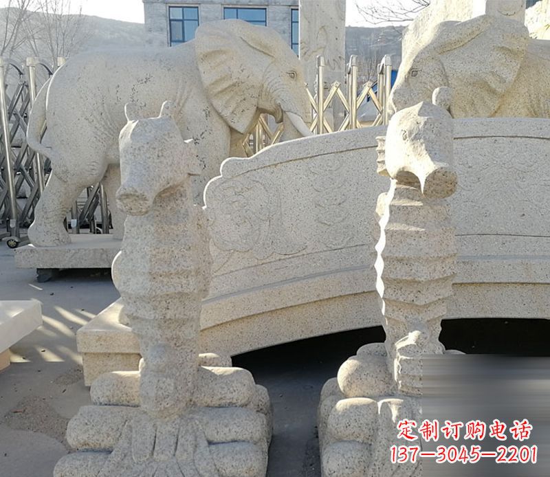 大同中领雕塑海马石雕静谧可爱