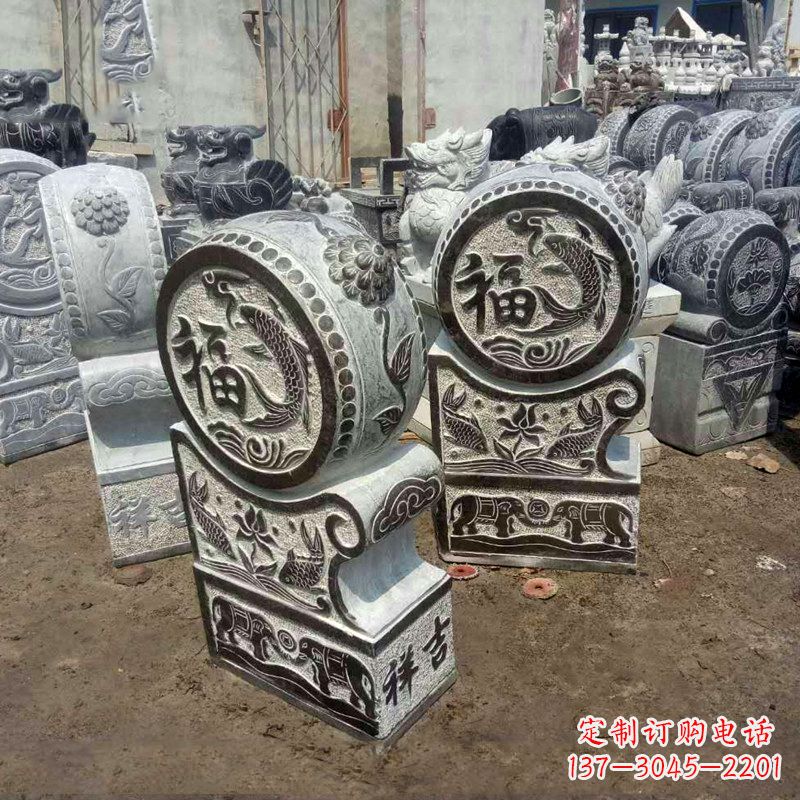 大同石雕貔貅抱鼓门墩雕塑