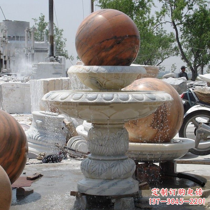 大同艺术精美的青石风水球雕塑