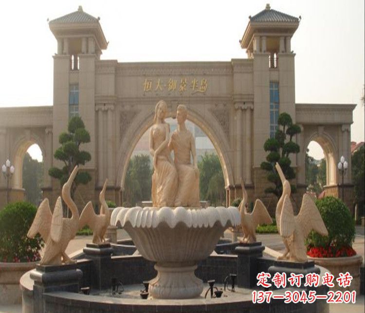 大同石雕西方人物喷泉雕塑