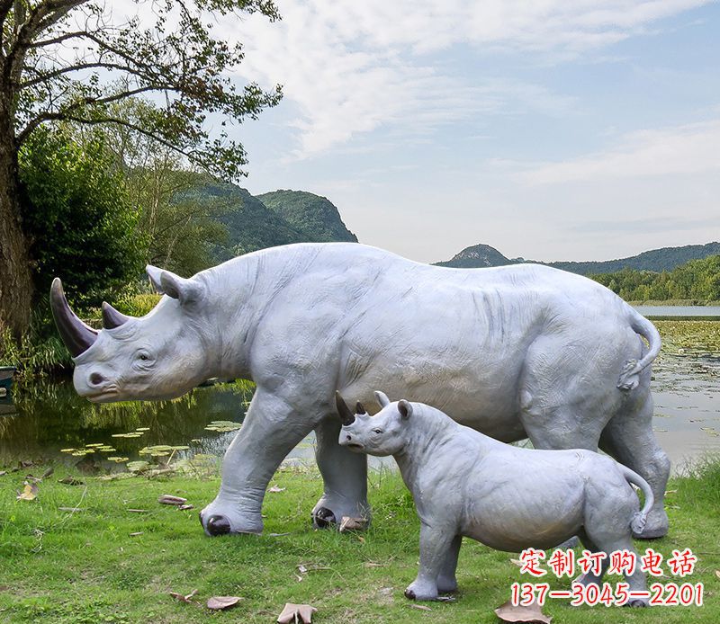 大同石雕犀牛母子雕塑