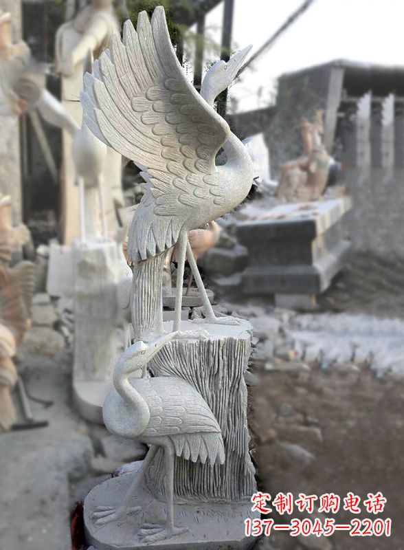 大同石雕仙鹤景观摆件