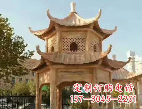 大同石雕小区景观双层凉亭
