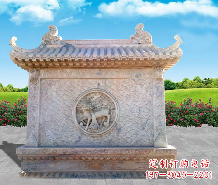 大同石浮雕麒麟庭院影壁