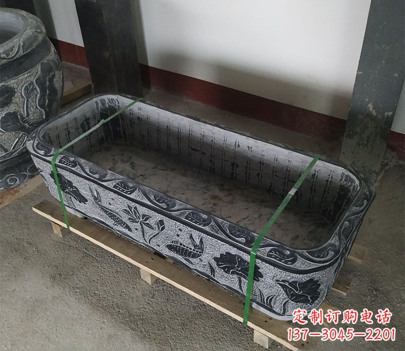 大同石浮雕鱼缸仿古鱼缸石雕