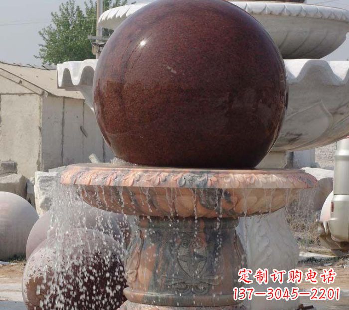 大同石来运转小型风水球喷泉石雕