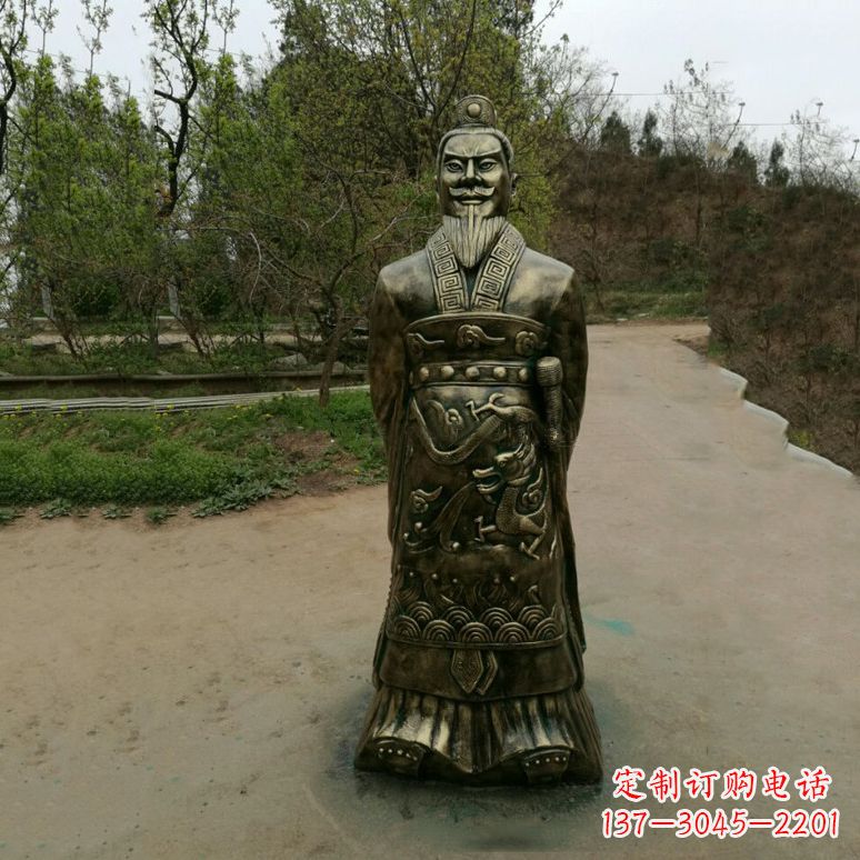 大同始皇嬴政玻璃钢仿铜雕塑