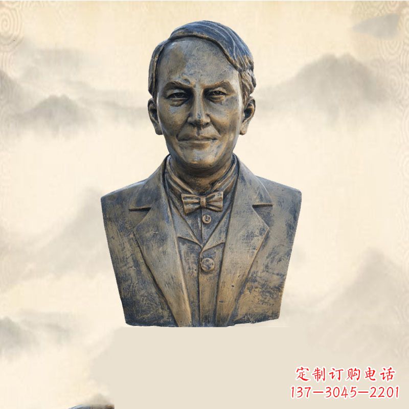 大同世界名人爱迪生纯铜头像雕塑-学校校园名人系列雕塑