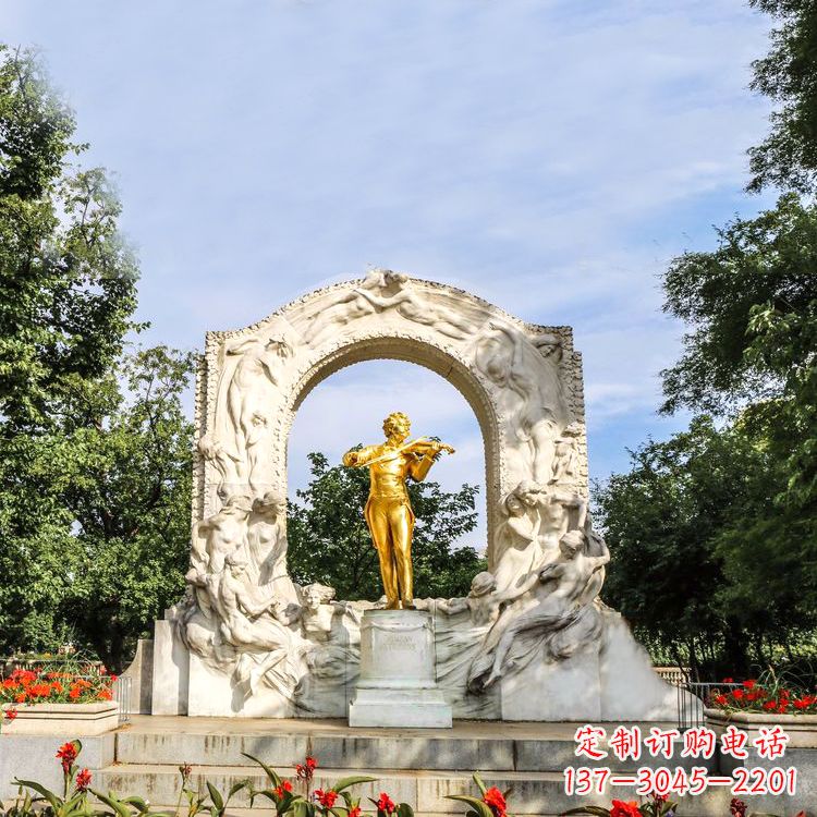大同世界名人古典主义作曲家莫扎特公园铜雕像