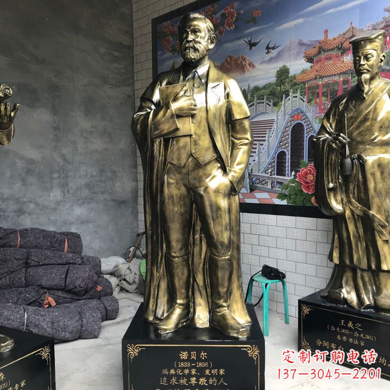 大同世界名人瑞典著名化学家诺贝尔仿铜雕像