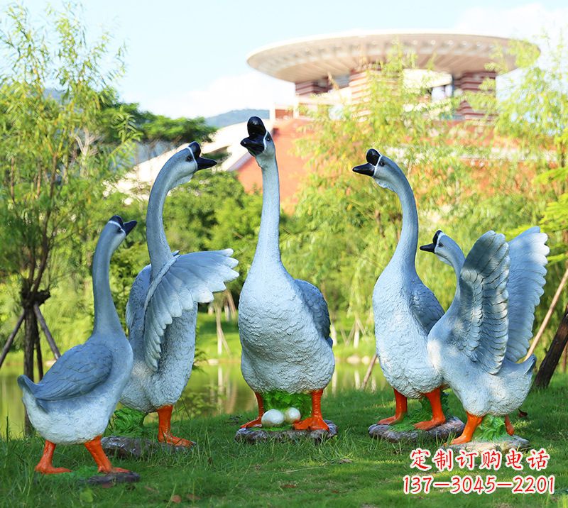 大同树脂工艺品玻璃钢雕塑商场美陈户外园林景观装饰品仿真动物鹅摆件